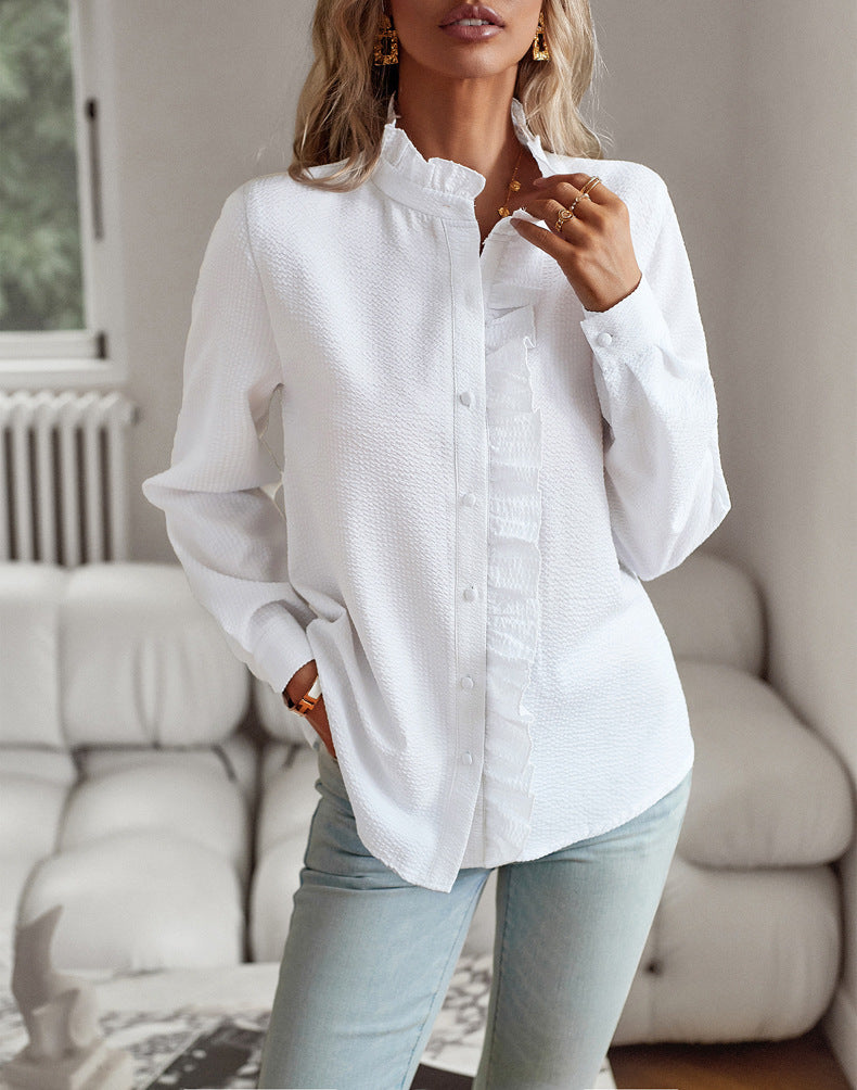 Elegante Streifenbluse mit Rüschen