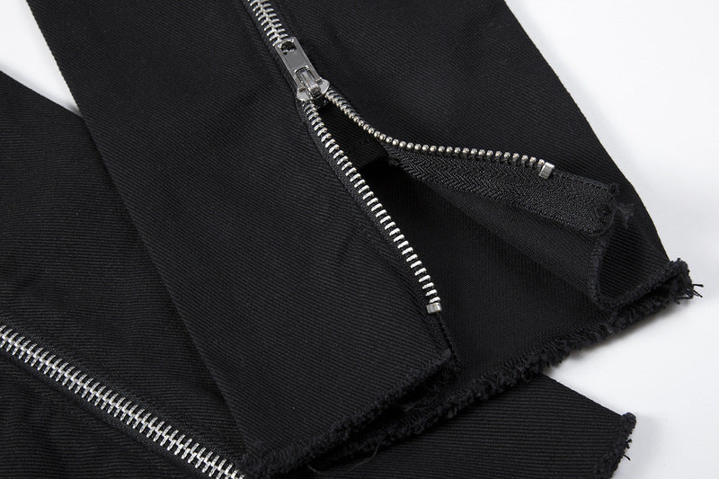 High Street Back-Zip Jeans – Schwarze Skinny-Jeans mit Reißverschluss-Detail
