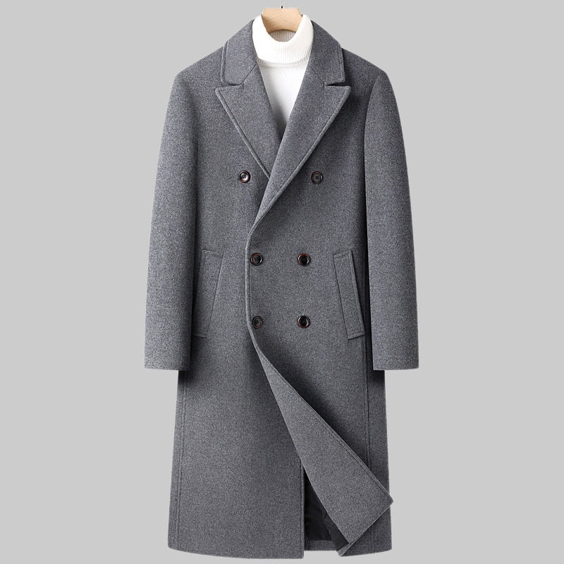 Herren Wollmantel Lang – Eleganter Doppelreiher für Herbst & Winter