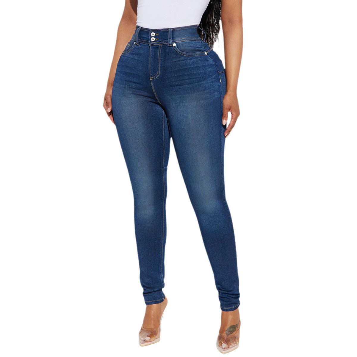 Dunkelblaue Stretch-Jeans – Figurbetonte High-Waist-Hose für jeden Anlass