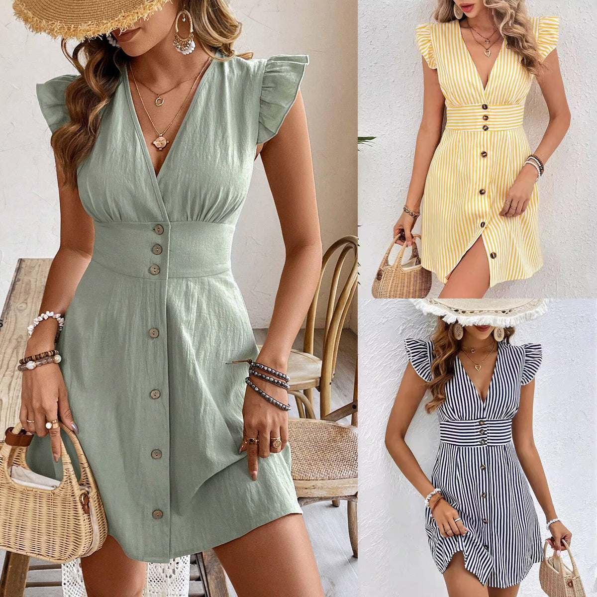 Sommerliches Hemdblusenkleid mit Streifen