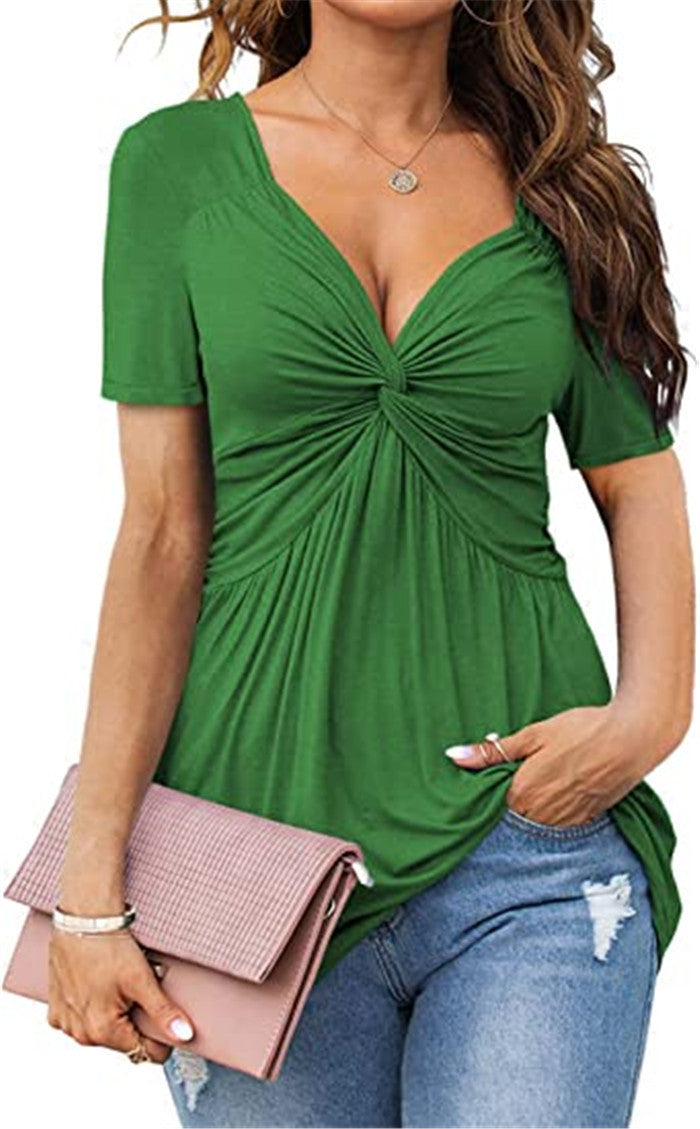 V-Ausschnitt-Shirt mit Twist-Detail