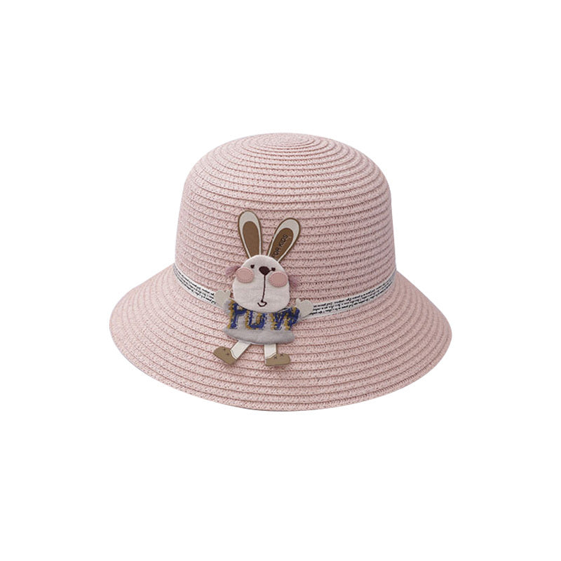 Sommer-Set für Kinder – Strohhut & Tasche mit süßer Hasen-Deko