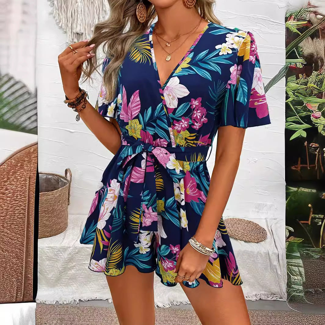 Sommerlicher Jumpsuit mit Rüschenärmeln – Leichter Einteiler für Urlaub & Strand