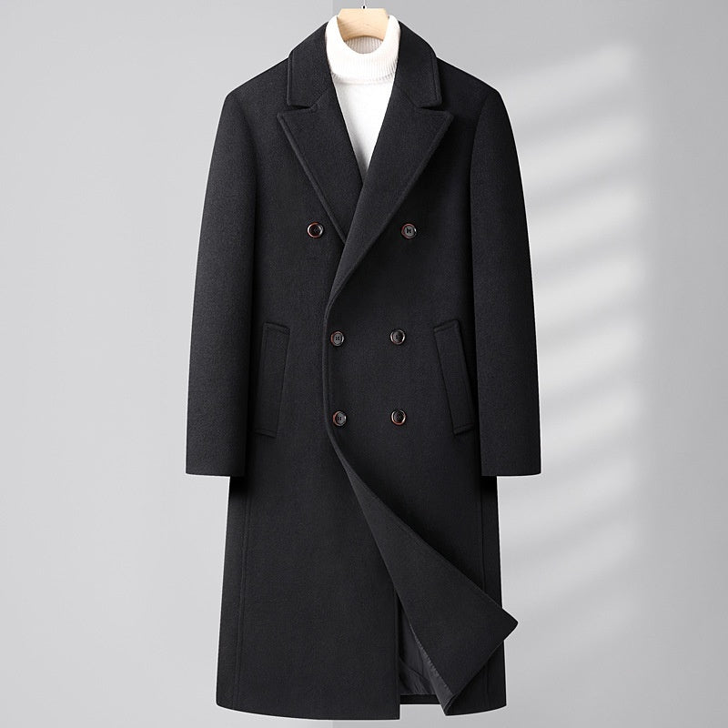 Herren Wollmantel Lang – Eleganter Doppelreiher für Herbst & Winter