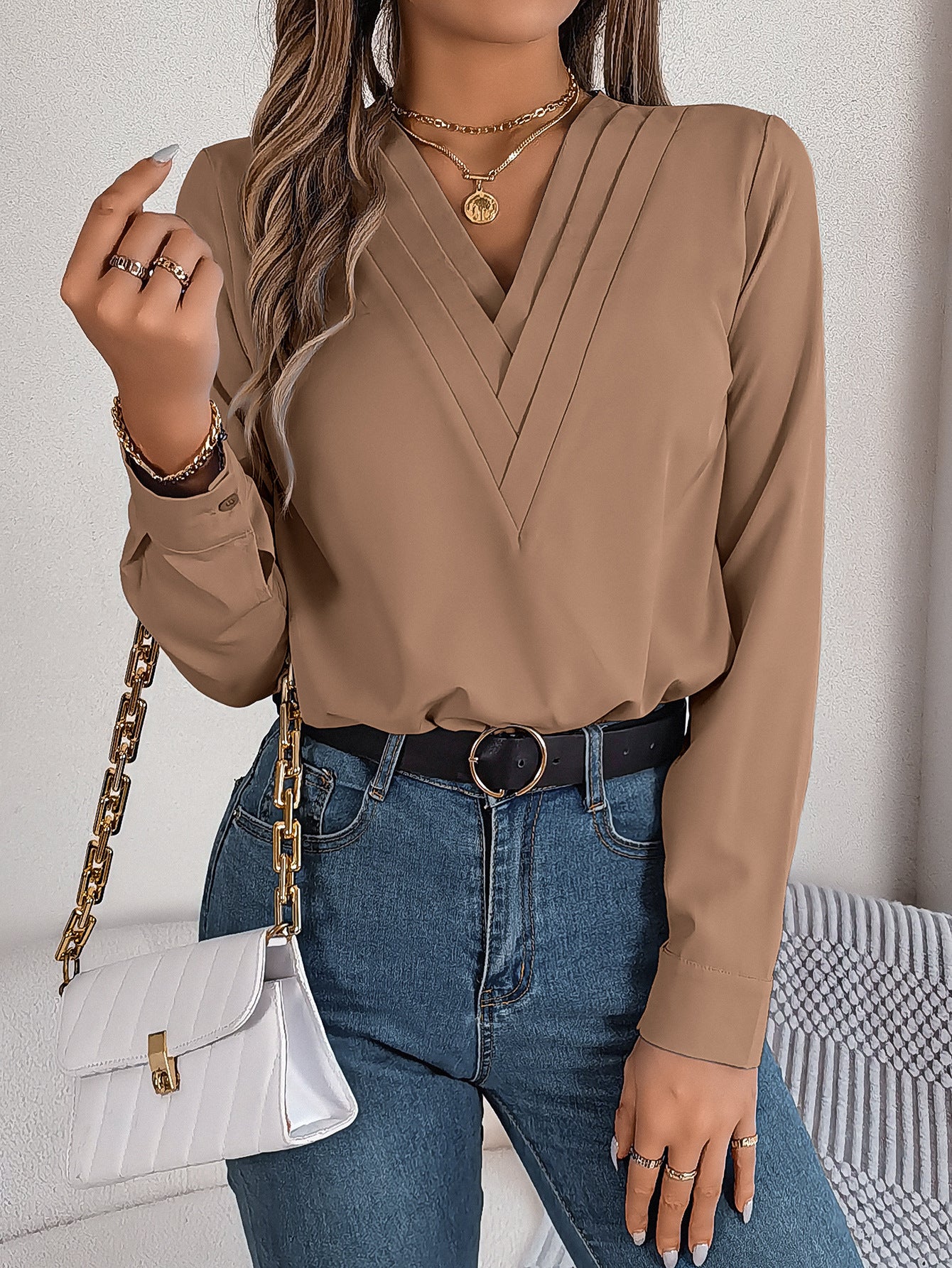 Elegante V-Ausschnitt-Bluse