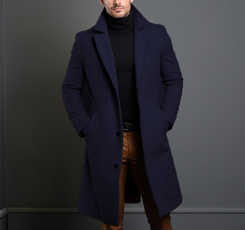 Herren Woll-Trenchcoat – Klassisch & Elegant – Mid-Length Mantel für Herbst & Winter