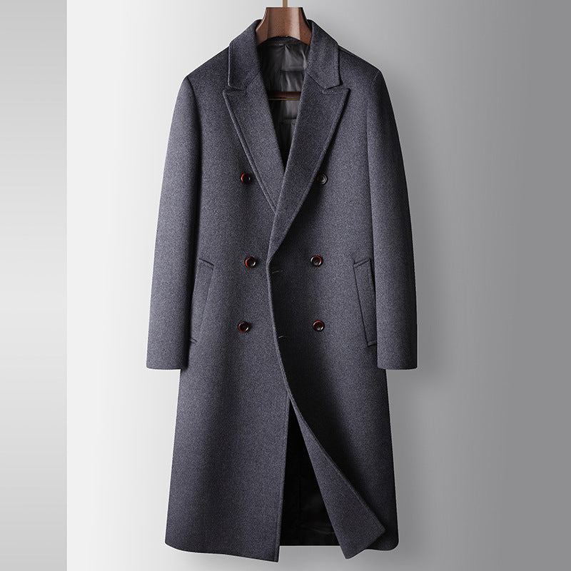 Herren Wollmantel mit weißer Entendaunen-Innenweste – Eleganter Wintermantel für kalte Tage