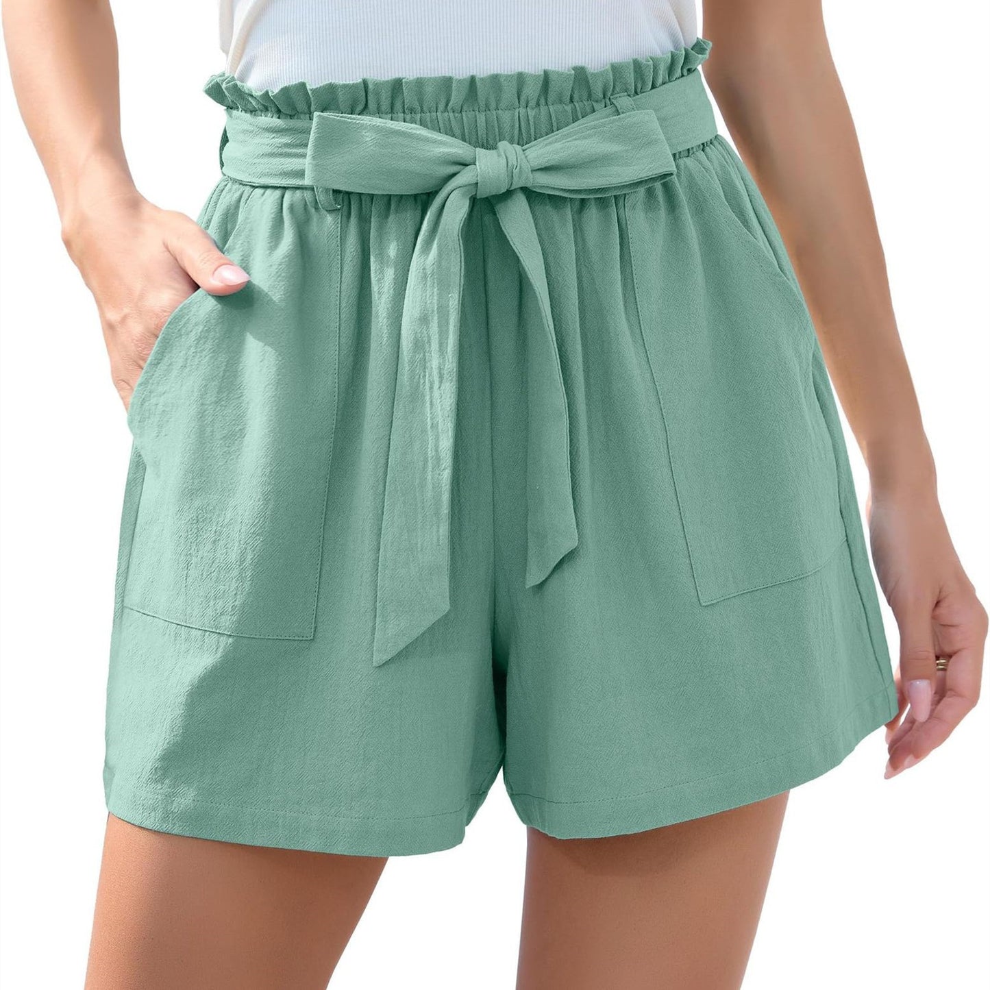 Sommer-Shorts mit Rüschenbund & Bindeschleife