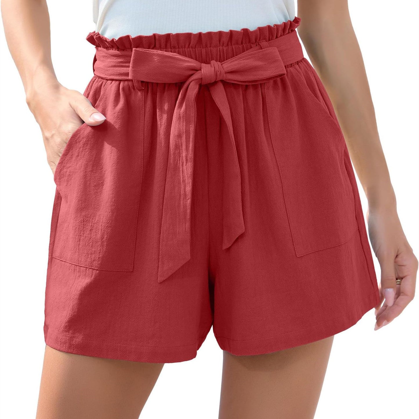 Sommer-Shorts mit Rüschenbund & Bindeschleife