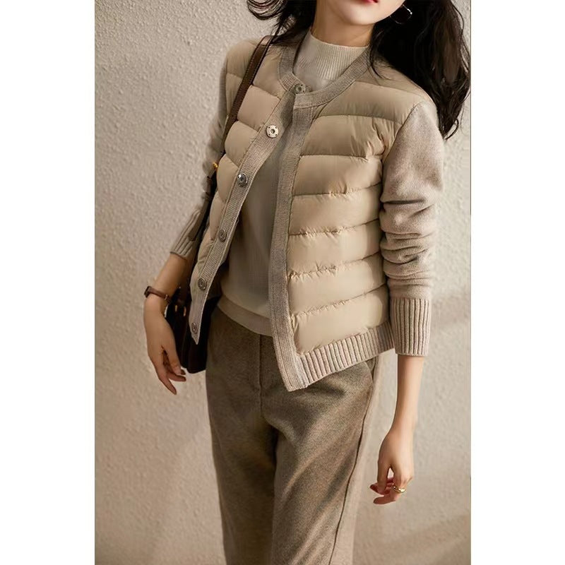 Casual Steppjacke mit Strickärmeln & Zipper