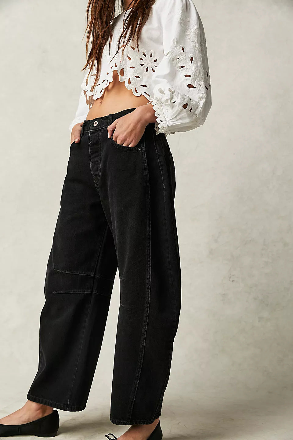 Damen Barrel Jeans – Weites Bein & Mid Waist – Bequem & Trendy im Baggy Fit