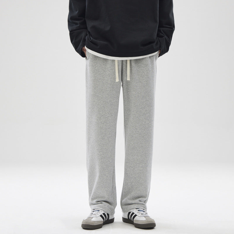 Graue Herren Sweatpants mit Drapierung – Bequeme Jogginghose im Straight-Fit Look, Streetstyle Fitness Hose