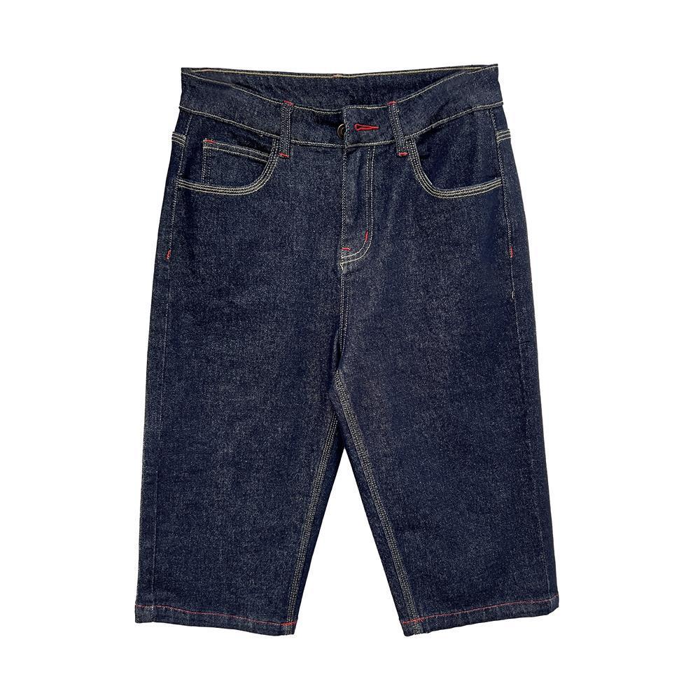 Damen Jeans mit rotem Stitching – Gerade Passform, Mid-Waist, Frühling & Sommer