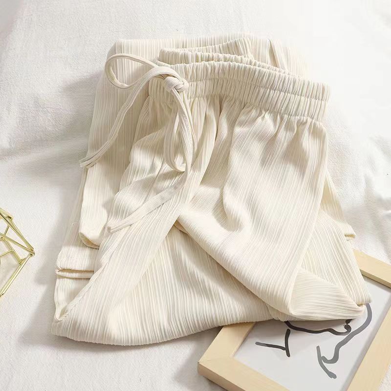 Trend-Ripp-Hose Damen – Weit geschnittene High-Waist Hose mit Gummibund & Kordelzug