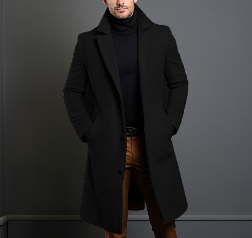 Herren Woll-Trenchcoat – Klassisch & Elegant – Mid-Length Mantel für Herbst & Winter