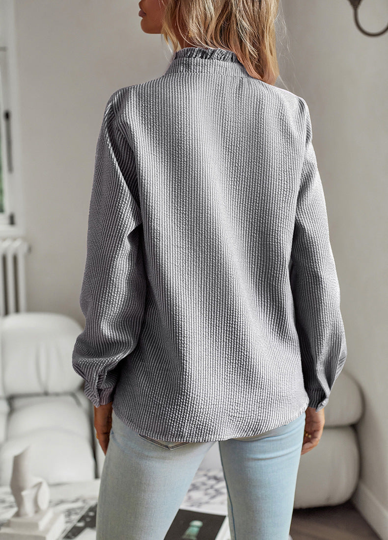 Elegante Streifenbluse mit Rüschen