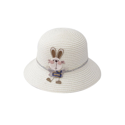 Sommer-Set für Kinder – Strohhut & Tasche mit süßer Hasen-Deko