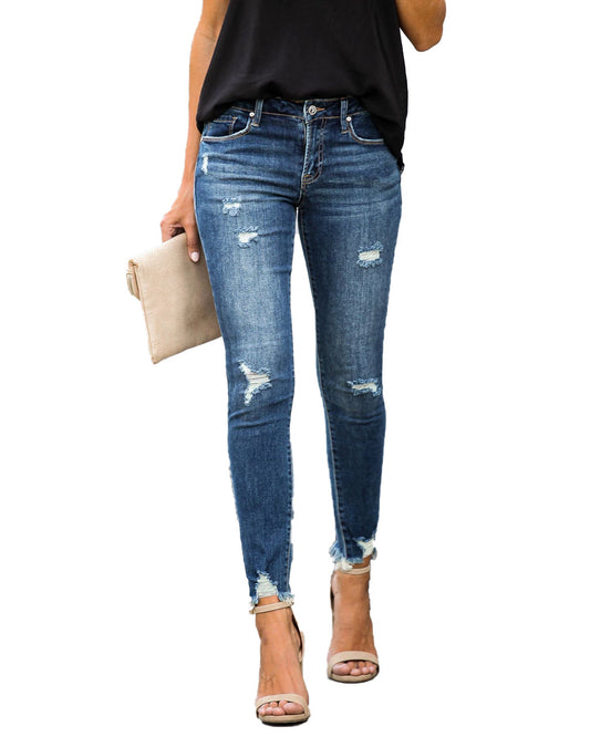 Slim Fit Jeans mit Rissen & offenen Saumkanten – Urban Style für jeden Tag