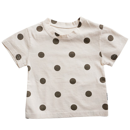 Gepunktetes Baumwollshirt für Kinder.  Kurzarm, Unisex