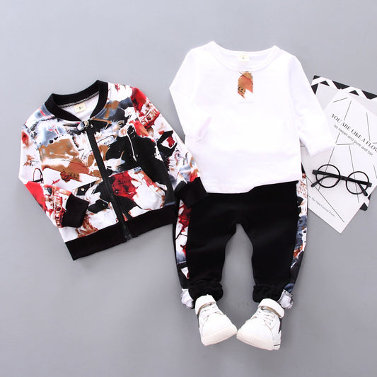 Jungen-Outfit – Hose, Langarmshirt & Jacke (3-teilig)