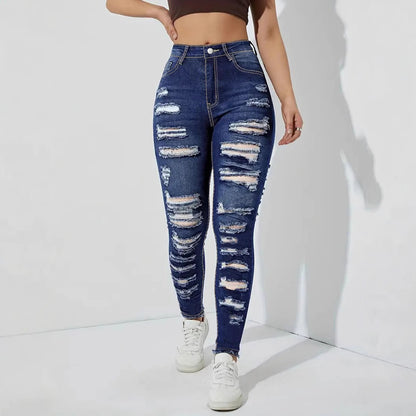 Damenjeans mit Rissen & Stretch – Coole Röhrenjeans im Used-Style