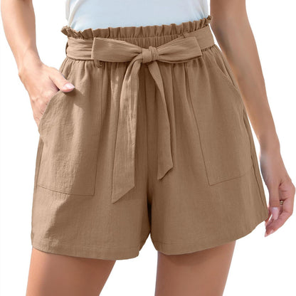 Sommer-Shorts mit Rüschenbund & Bindeschleife