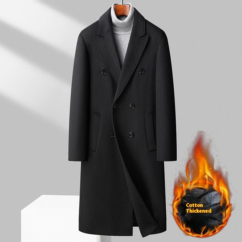 Herren Wollmantel Lang – Eleganter Doppelreiher für Herbst & Winter