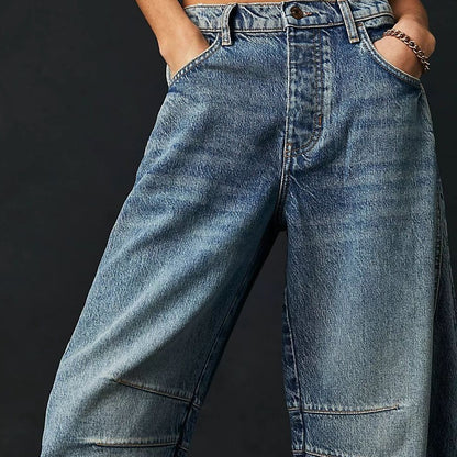 Damen Barrel Jeans – Weites Bein & Mid Waist – Bequem & Trendy im Baggy Fit