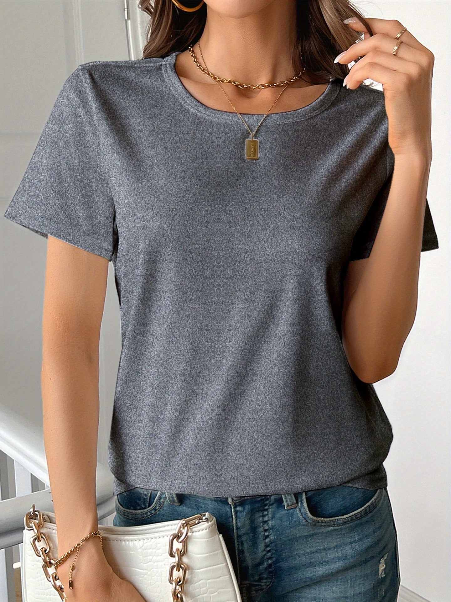 Damen Basic-T-Shirt aus reiner Baumwolle