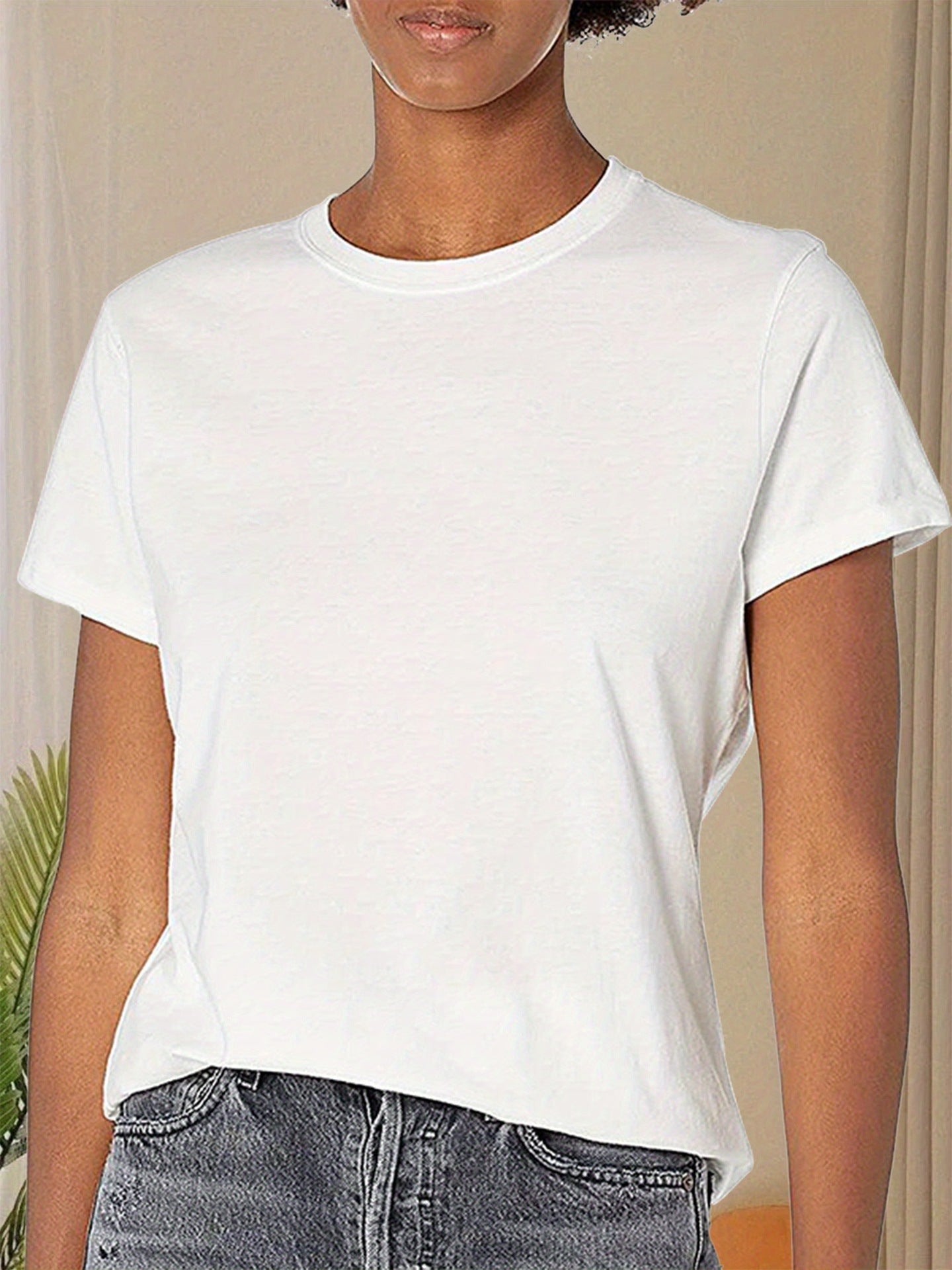 Damen Basic-T-Shirt aus reiner Baumwolle