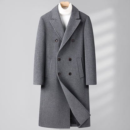 Herren Wollmantel Lang – Eleganter Doppelreiher für Herbst & Winter