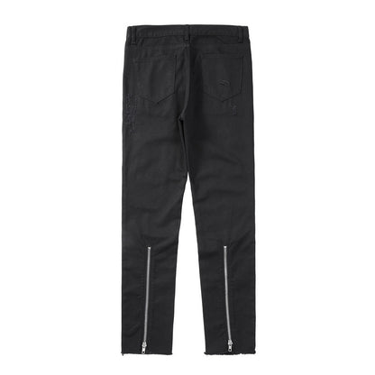 High Street Back-Zip Jeans – Schwarze Skinny-Jeans mit Reißverschluss-Detail