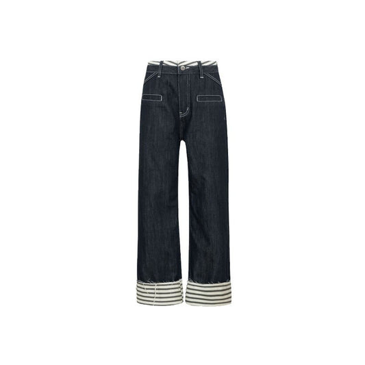 High Waist Wide-Leg Jeans mit Streifen – Lässiger Luxus für jeden Tag