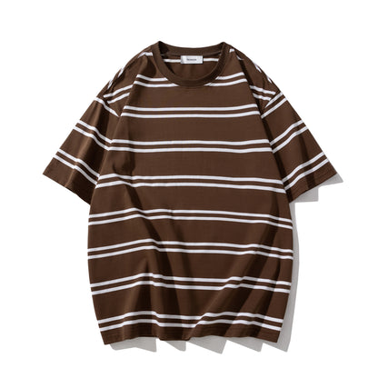 Vintage Streifen T-Shirt für Herren – Lockerer Schnitt, Rundhals, Sommer Basic in Retro-Design