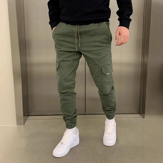 Herren Baggy Cargohose mit Taschen – Lässige Freizeithose mit Gummibund und sportlichem Schnitt