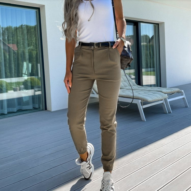 Damen Herbst Slim Fit Cropped Hose mit Taschen – Casual Chic