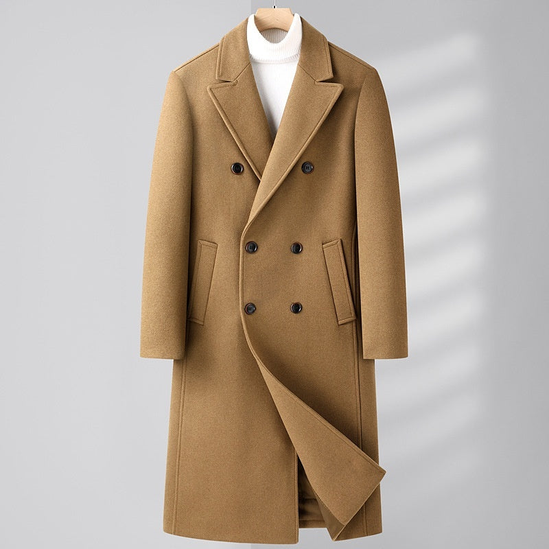 Herren Wollmantel Lang – Eleganter Doppelreiher für Herbst & Winter