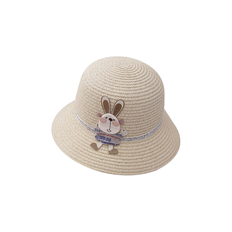 Sommer-Set für Kinder – Strohhut & Tasche mit süßer Hasen-Deko