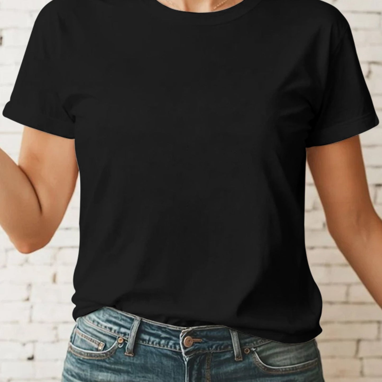 Damen Basic-T-Shirt aus reiner Baumwolle