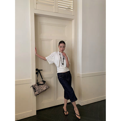 Damen Jeans mit rotem Stitching – Gerade Passform, Mid-Waist, Frühling & Sommer