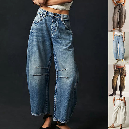 Damen Barrel Jeans – Weites Bein & Mid Waist – Bequem & Trendy im Baggy Fit