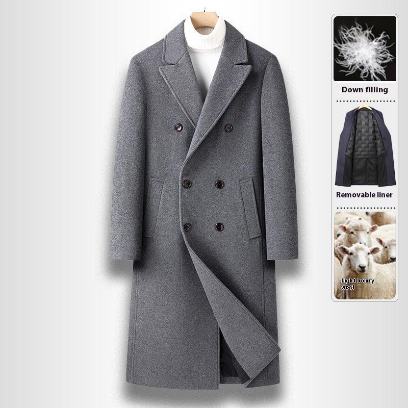 Herren Wollmantel Lang – Eleganter Doppelreiher für Herbst & Winter
