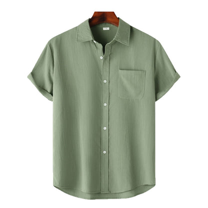 Sommer Herren-Kurzarmhemd mit V-Ausschnitt – Leichte Freizeit-Cardigan-Optik im angesagten Beach-Style