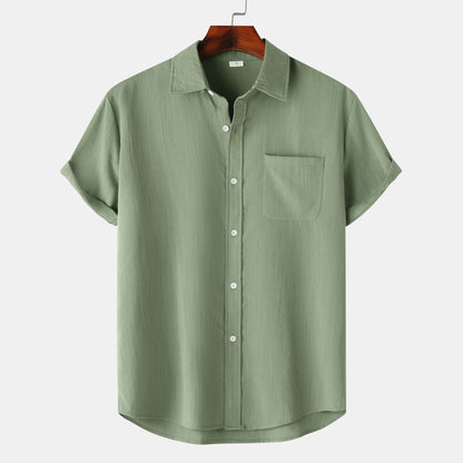 Sommer Herren-Kurzarmhemd mit V-Ausschnitt – Leichte Freizeit-Cardigan-Optik im angesagten Beach-Style