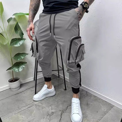 Herren Cargo-Hose mit Reißverschluss & Taschen – Tapered Fit – Funktional & Stylisch im Colorblock-Design