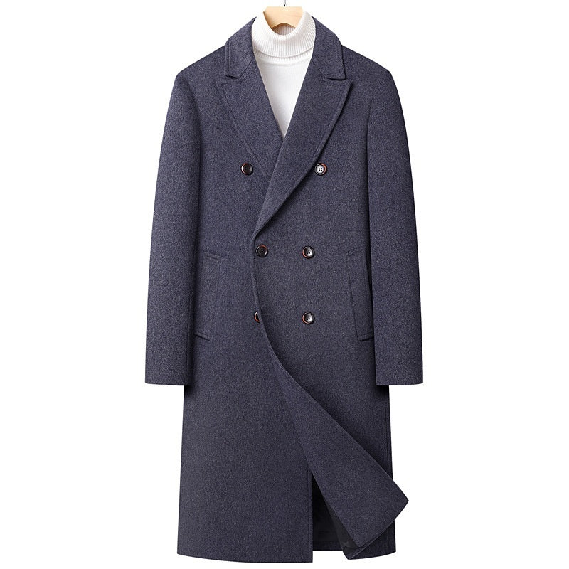 Herren Wollmantel Lang – Eleganter Doppelreiher für Herbst & Winter