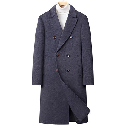 Herren Wollmantel Lang – Eleganter Doppelreiher für Herbst & Winter