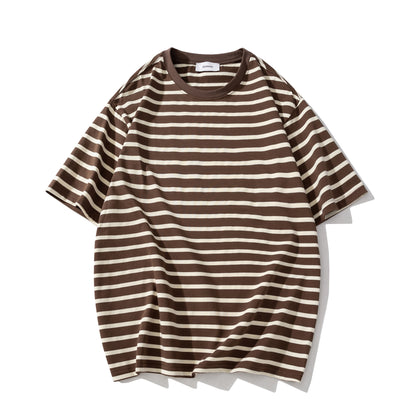 Vintage Streifen T-Shirt für Herren – Lockerer Schnitt, Rundhals, Sommer Basic in Retro-Design