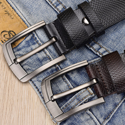 Herren Gürtel aus echtem Leder – Vintage Cowhide Gürtel mit geprägtem Muster & Dornschließe